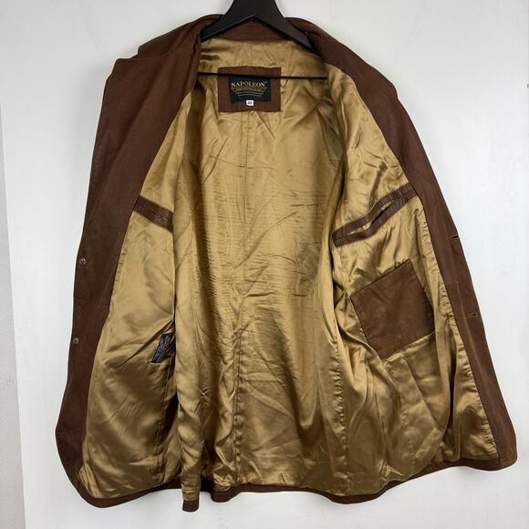 Napoleon Buttery Soft Leather Mens Sportcoat Blazer Jacket Brown - 42 - Picture 5 of 11